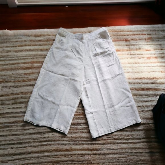 SIGRID OLSEN XL Cropped Wide Linen Pants - Picture 1 of 4